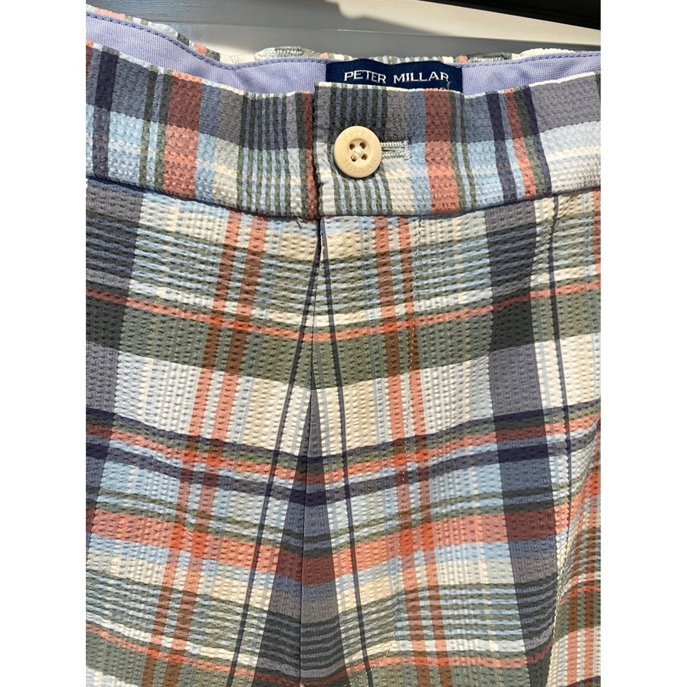 Peter Millar Crown Crafted Plaid Golf Shorts Mens Size 38 Seersucker Textured - Picture 3 of 8